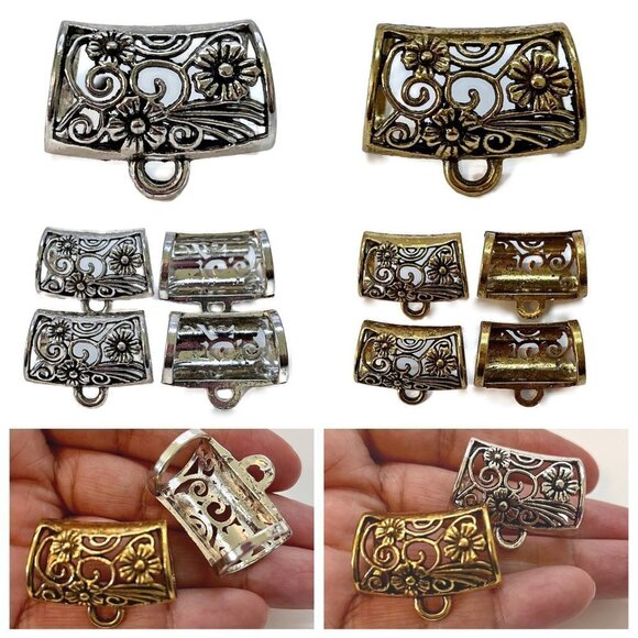 As Low As $2 Antique Silver Scarf Tibetan Style CCB Hangers Bail Floral (4) - Picture 5 of 5